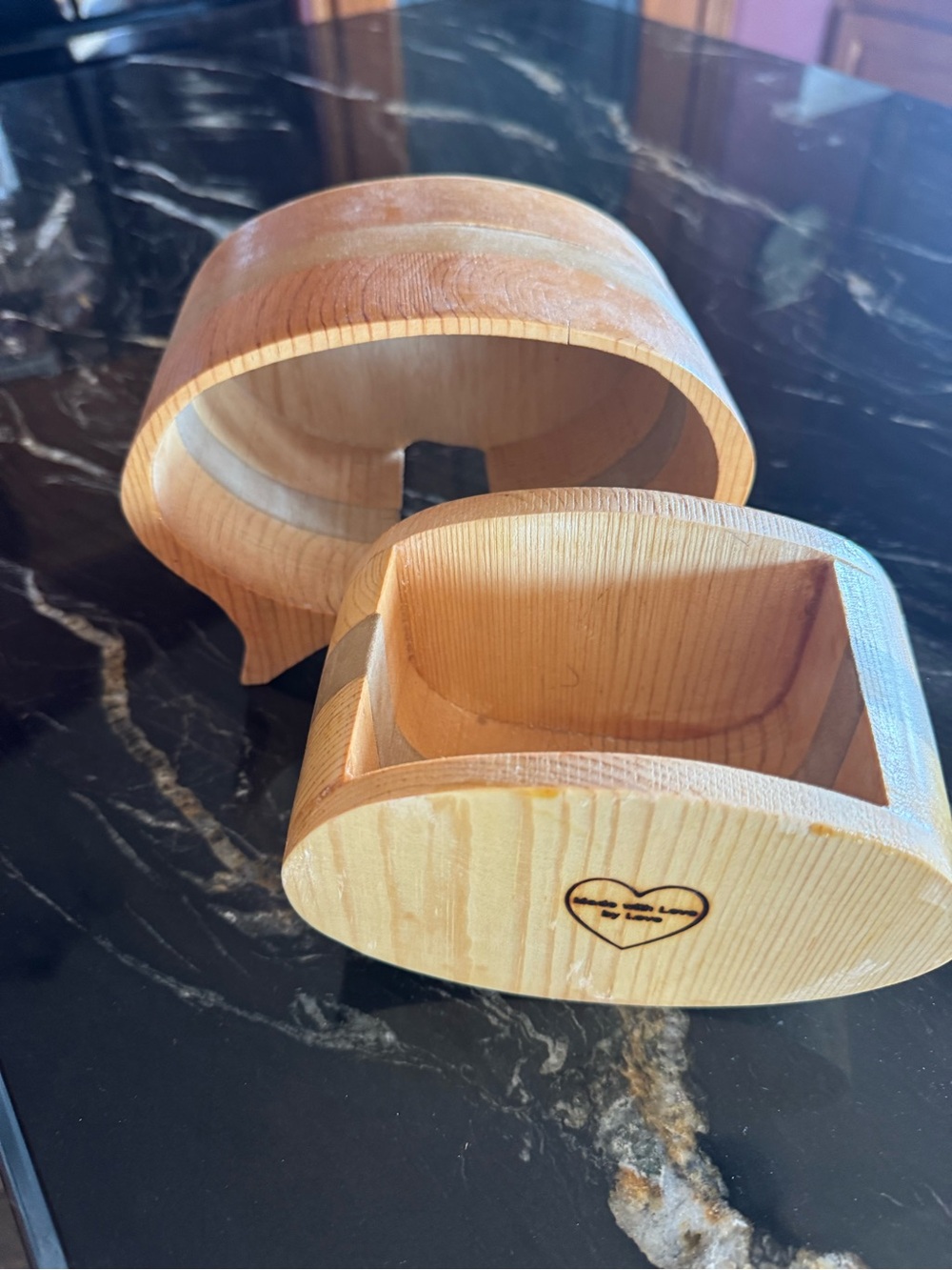 Handcrafted Wooden Trinket Box with Heart Detail - Natural Wood